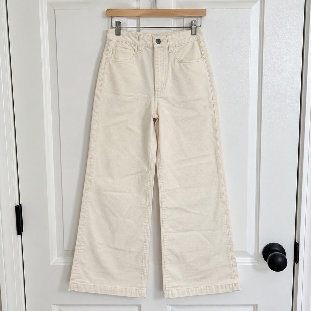 Madewell Wide Leg Corduroy Pant Vintage Ivory Winter White Stretch Minimalist 30 - Picture 3 of 12